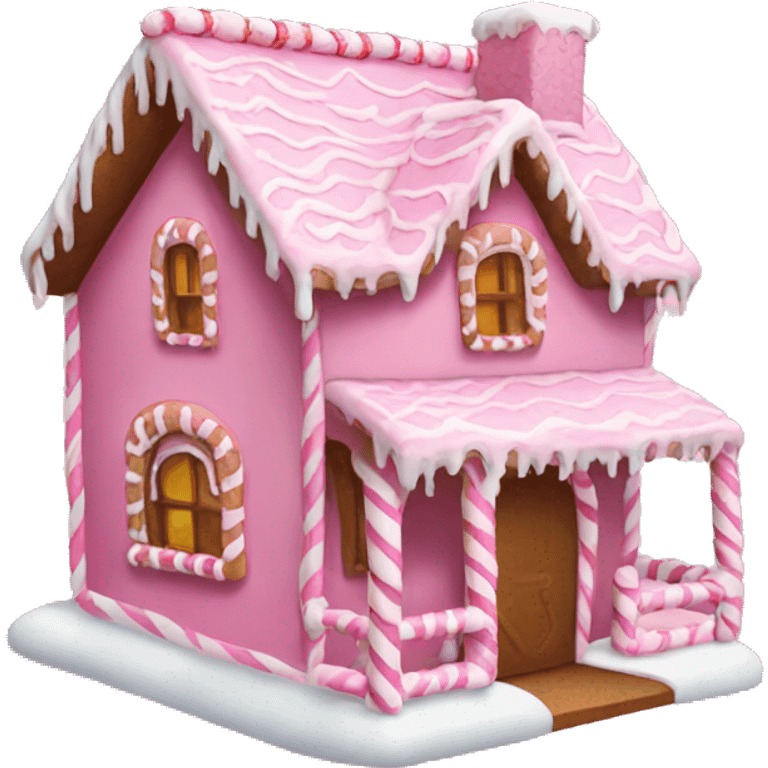 A pink gingerbread house emoji