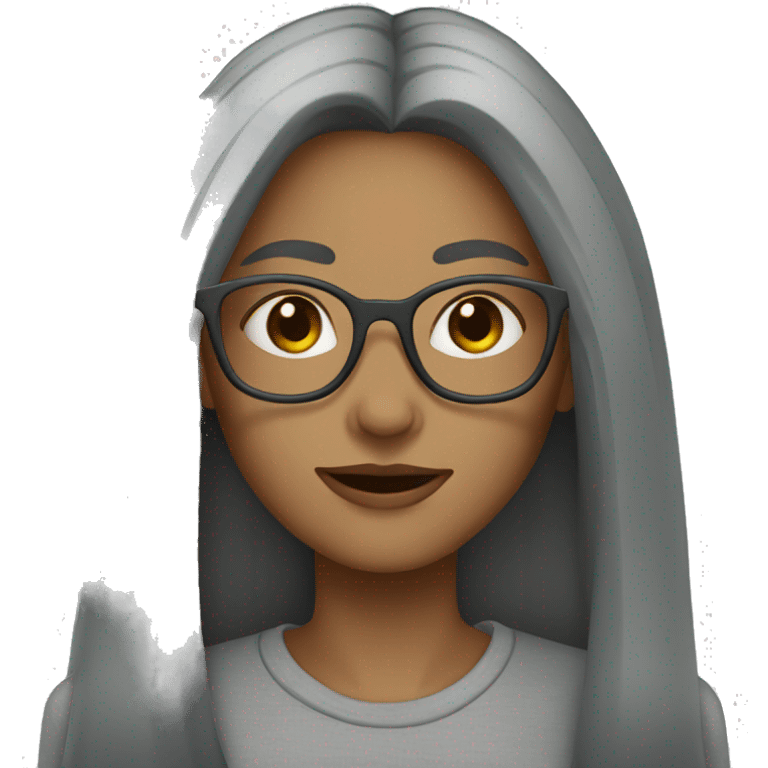 A gray long blunt hair girl with glasses.  emoji