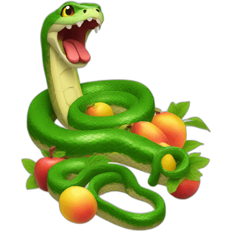 Snake eating fruit emoji