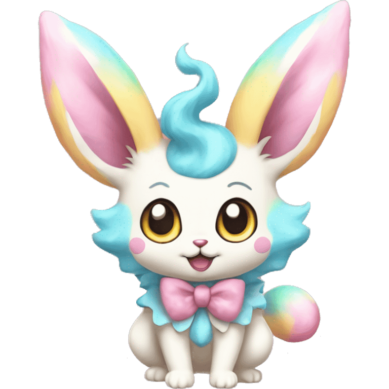 Kawaii Pastel Cotton-Candy-Colored Clown-Eeveelution-Cute-Pokémon-fusion full body emoji