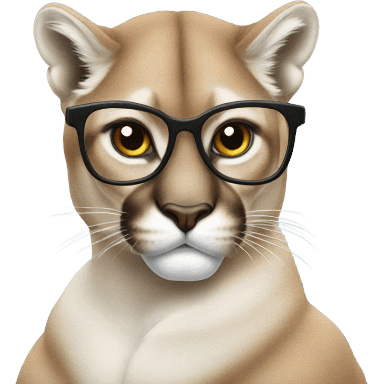 Cougar wearing glasses emoji