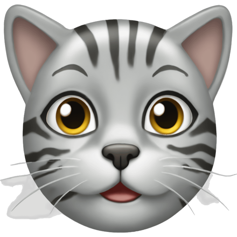 Silver tabby with cruise ship emoji