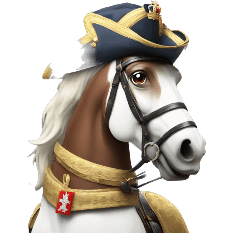 King George the III wearing an british army uniform mounted atop a horse   emoji