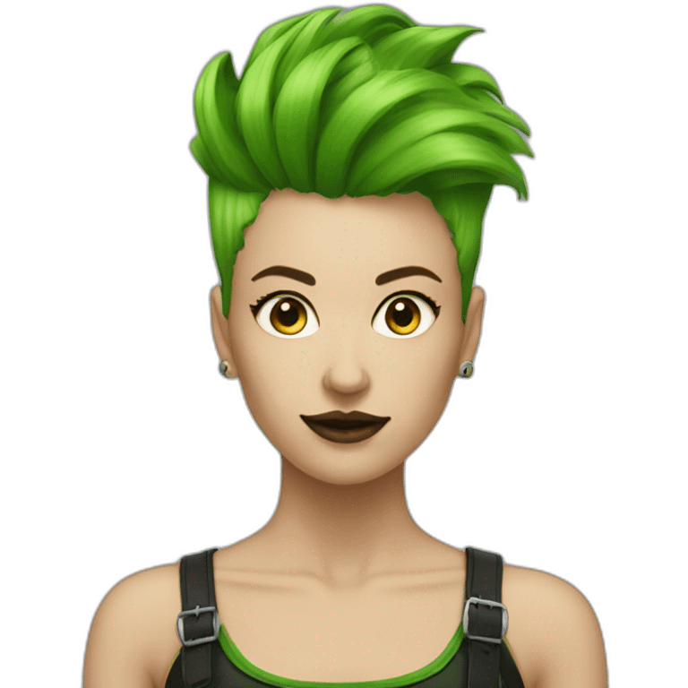 woman punk hair green emoji