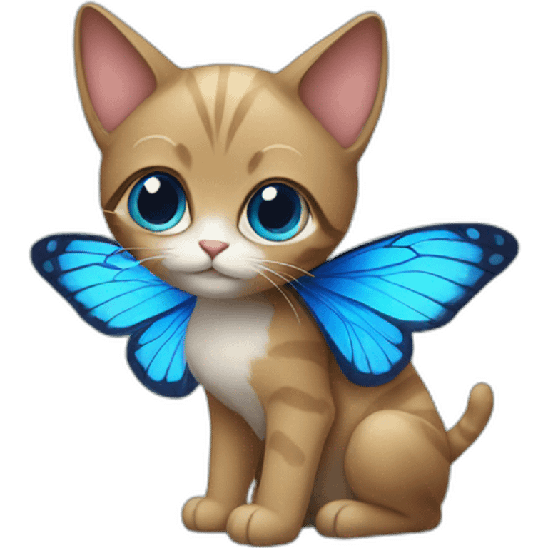 a cat with blue butterfly wings emoji