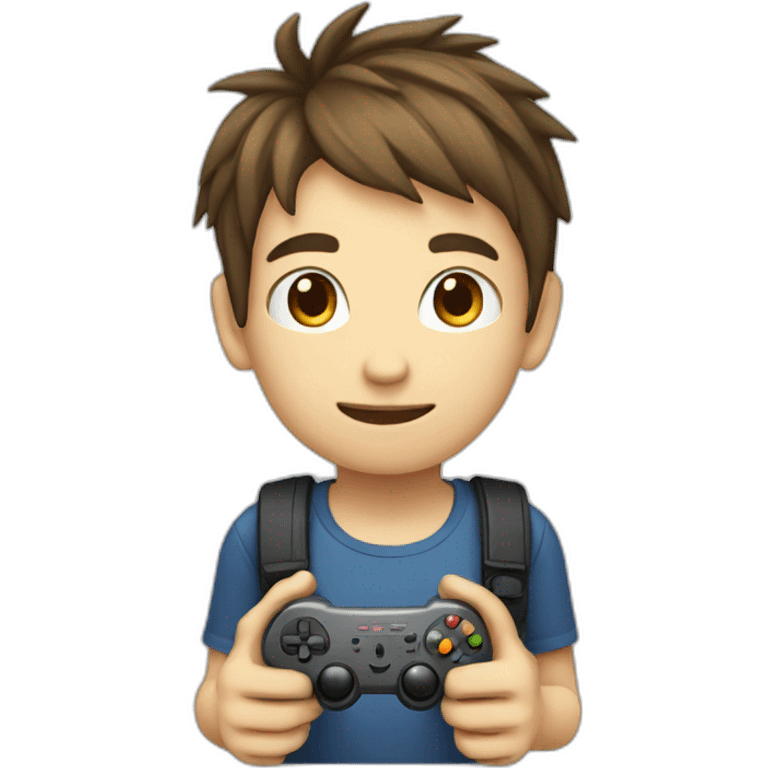 gamer boy with console emoji