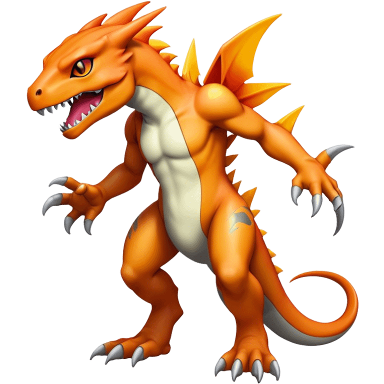  Cool Edgy Shiny Futuristic Ethereal Legendary Greymon-Digimon-Charmeleon-Reptile full body emoji