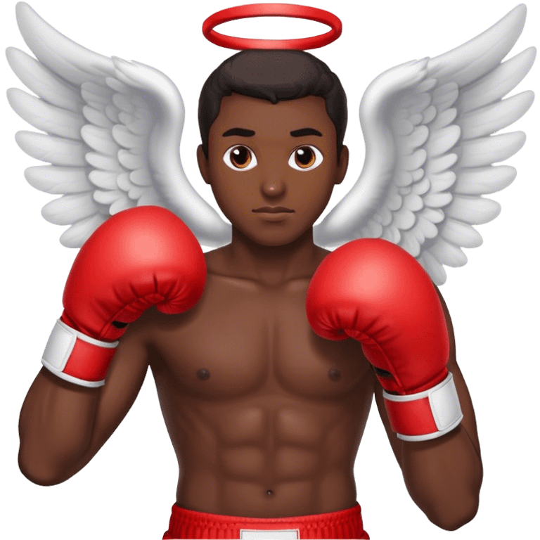 Black man as an angel wearing red boxing gloves emoji