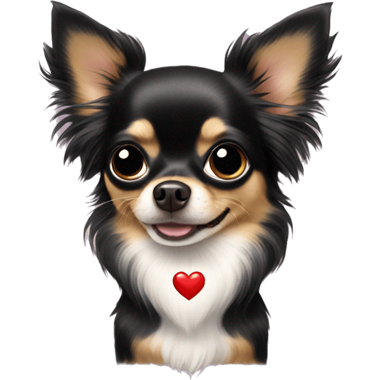 black long-haired chihuahua love heart eye emoji