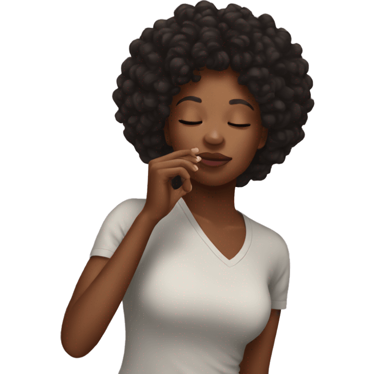 Black woman kissing her own hand emoji