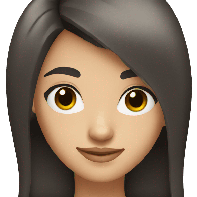 girl teenager with dark brown eyes and black straight hair smiling emoji