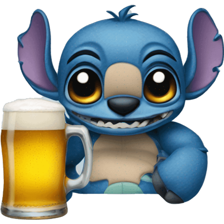 Stitch with a modelo beer emoji