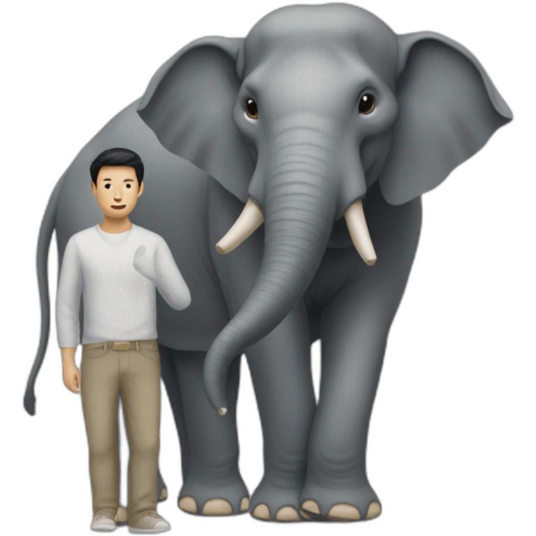 elephant with an asian man next to him emoji