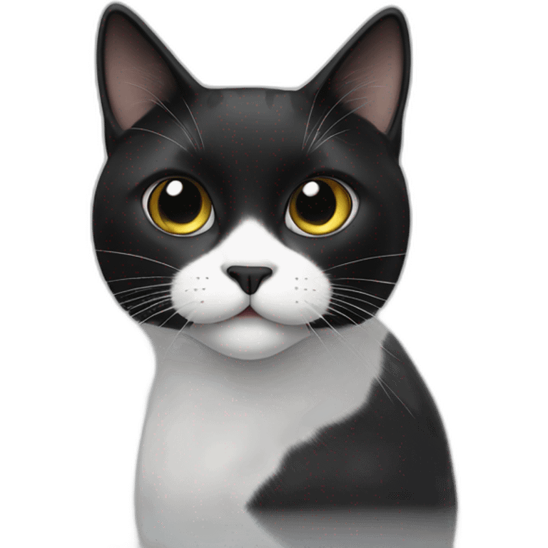 black and white cat, two black spots in its fur close to its mouth emoji