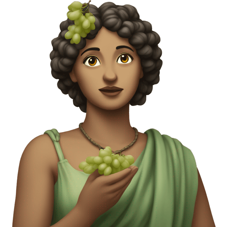 Sappho holds a bunch of grapes in her hand emoji