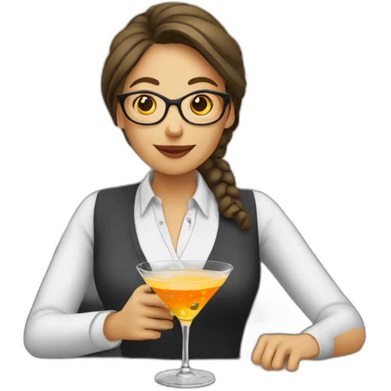 Female Teacher drinking martini emoji