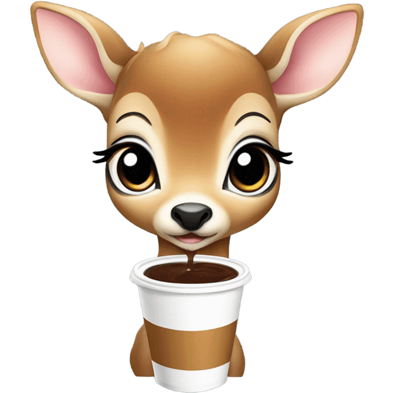 Baby deer drinking iced coffee emoji