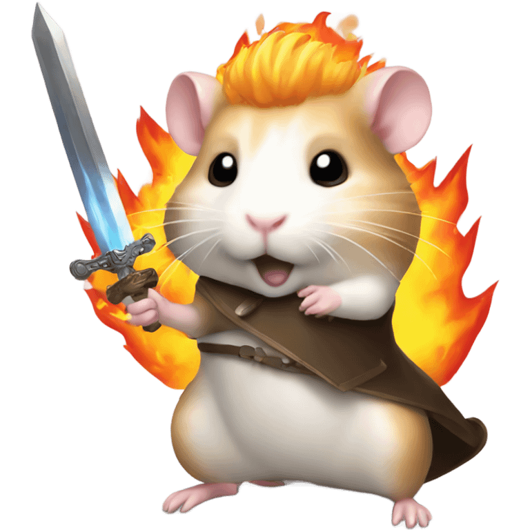 Hamster with a flaming sword emoji