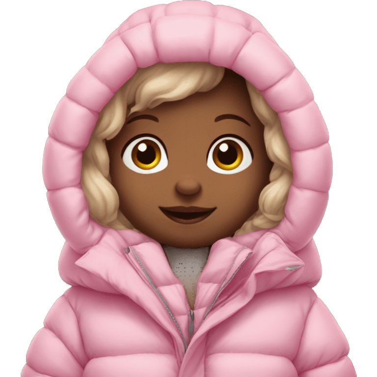 baby bunny in an oversized pink puffer coat emoji