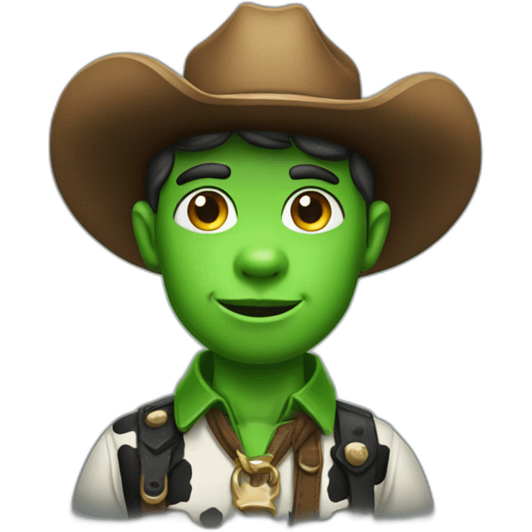 A cow boy with a green skin emoji