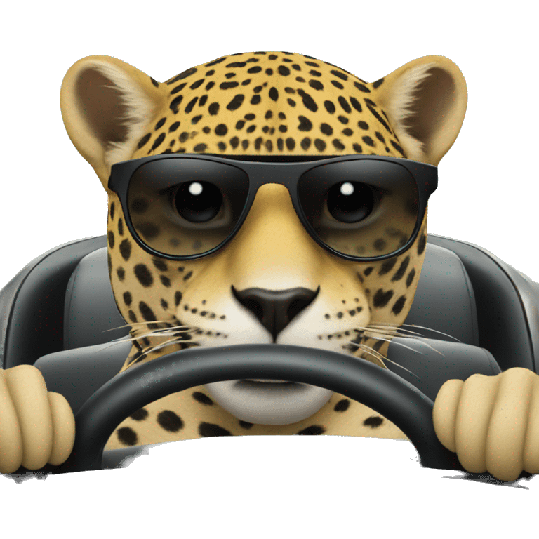 Jaguar driving a jaguar car with sunglasses on emoji