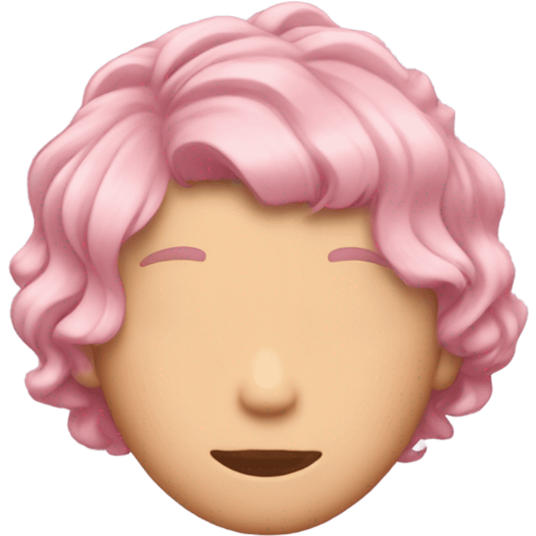 Pink mid-wavy short side-hair rear view emoji