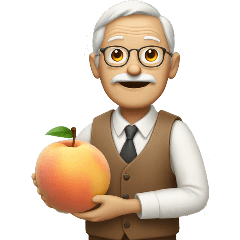 tan old man holding peach and clipboard emoji