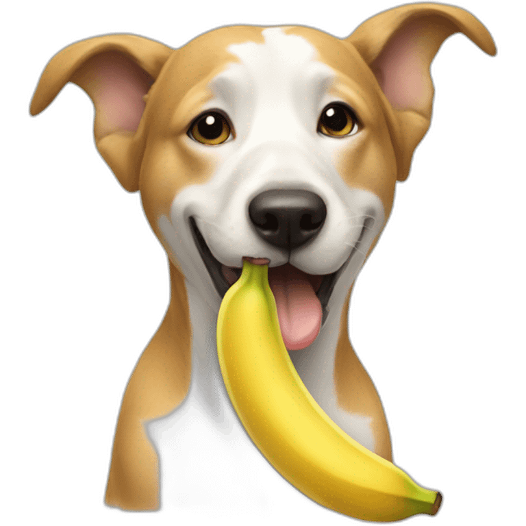 A dog eating a banana emoji