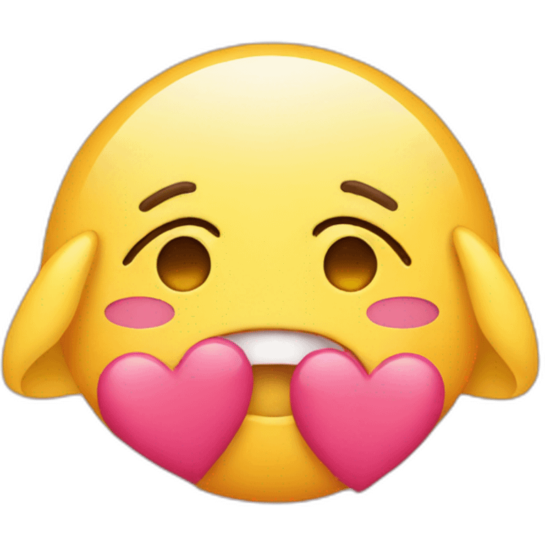 Shy emoji with hearts emoji