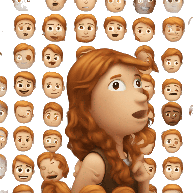 Brown hair girl kissing ginger guy emoji