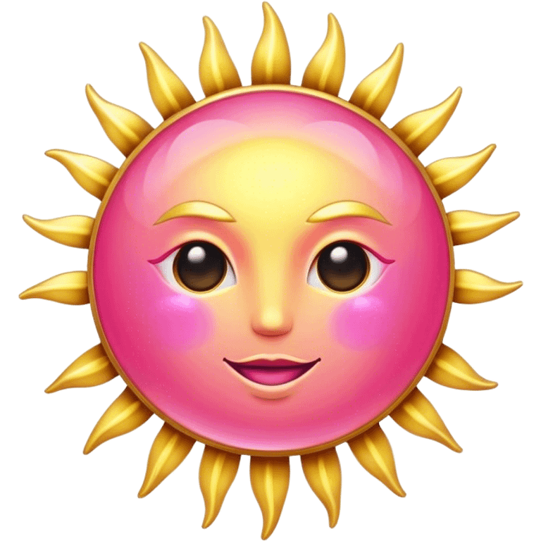 sun looking eye, gowing sun gold pink emoji