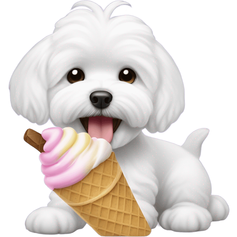 Bichon maltese with ice cream  emoji