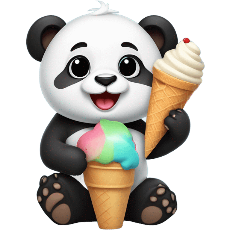 Panda eating ice cream emoji