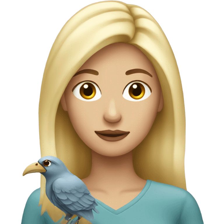 blonde haired woman with bird emoji