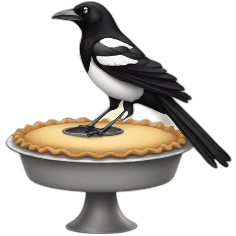 magpie standing in a pie emoji