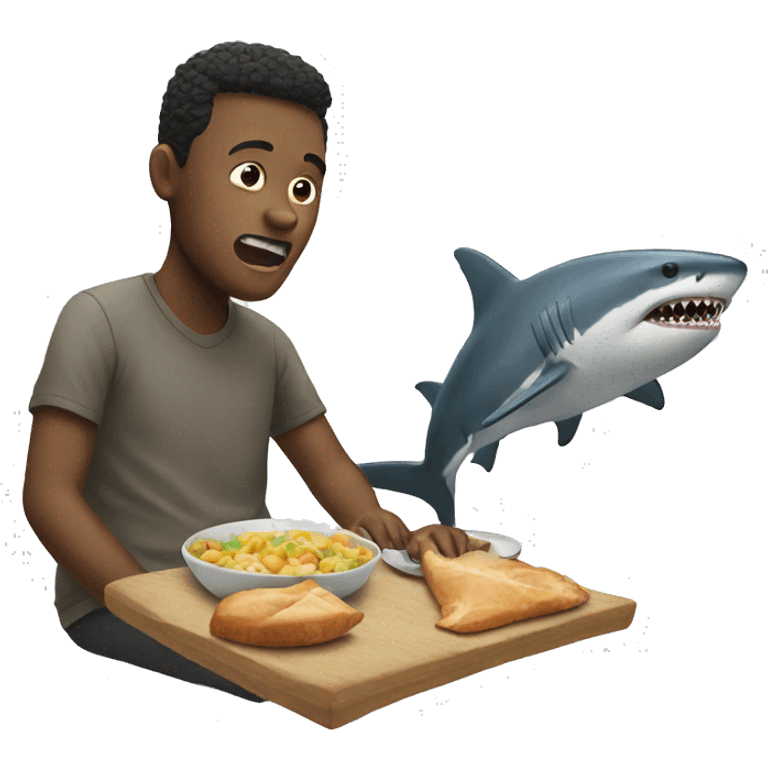 an  person eating shark emoji