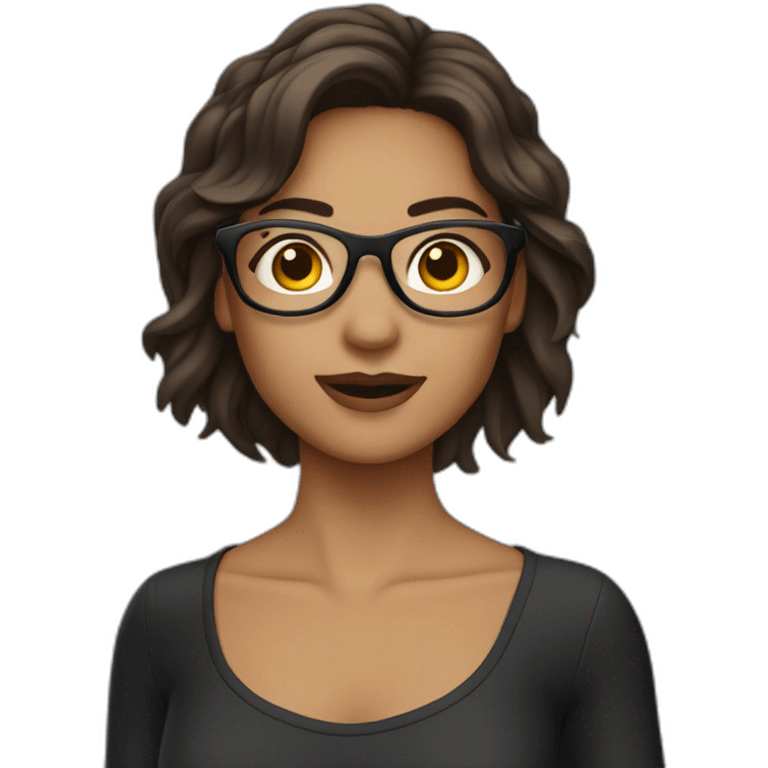 Danseuse brune à lunettes emoji