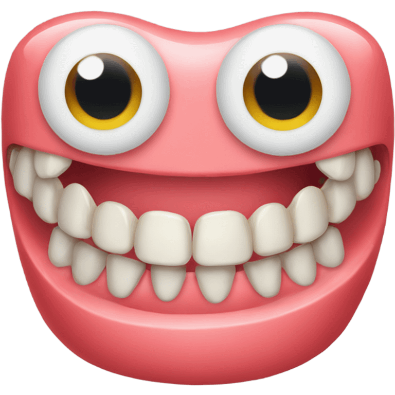 A pair of false teeth with googly eyes  emoji