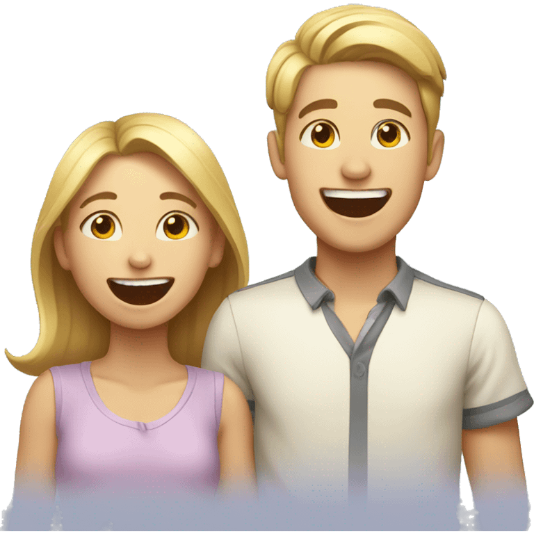 Boy and girl laughing  emoji