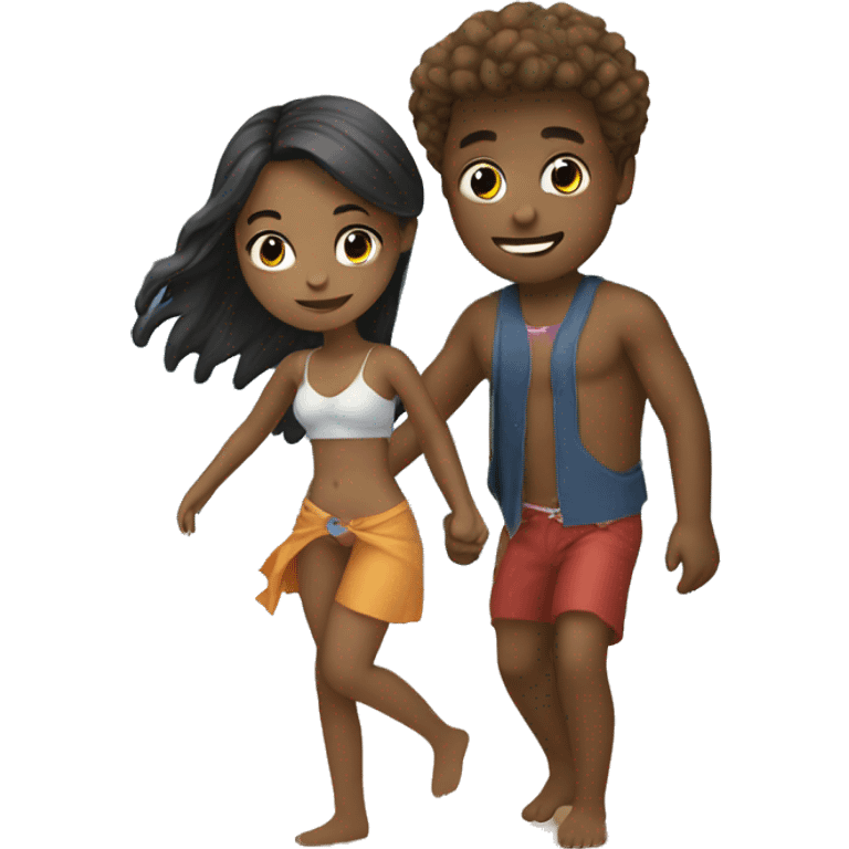  girl with boy on beach  emoji