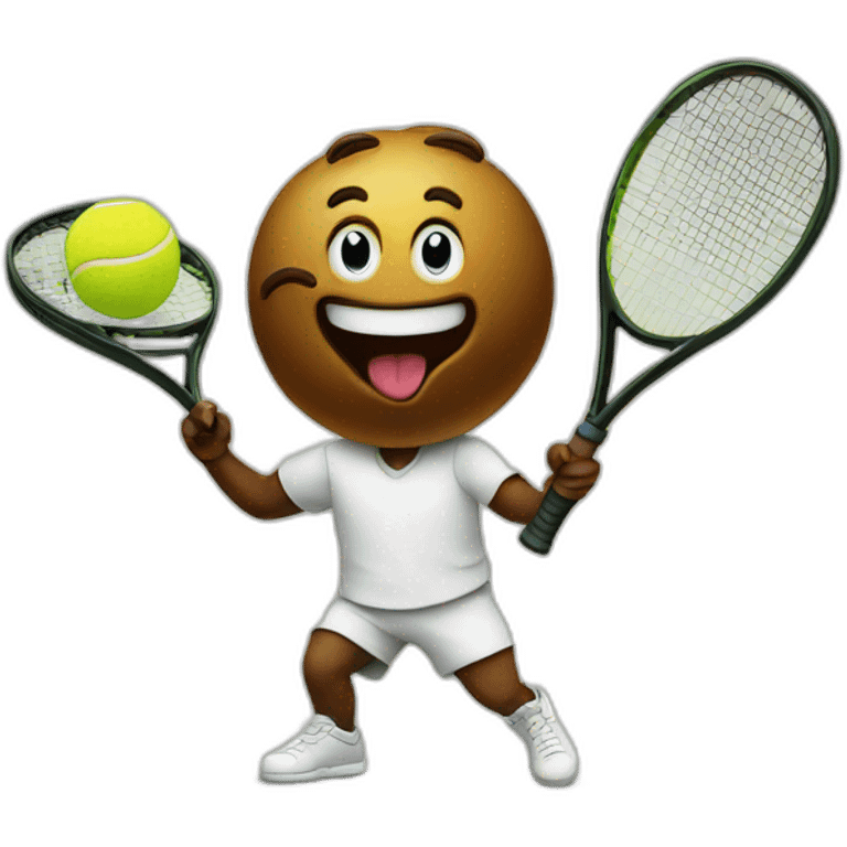 Poop emoji playing tennis emoji