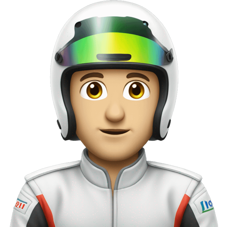 caucasian racecar driver wearing helmet emoji