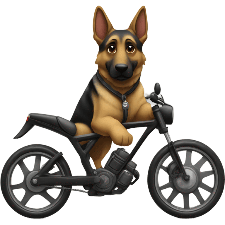 German Shepard on a street bike emoji