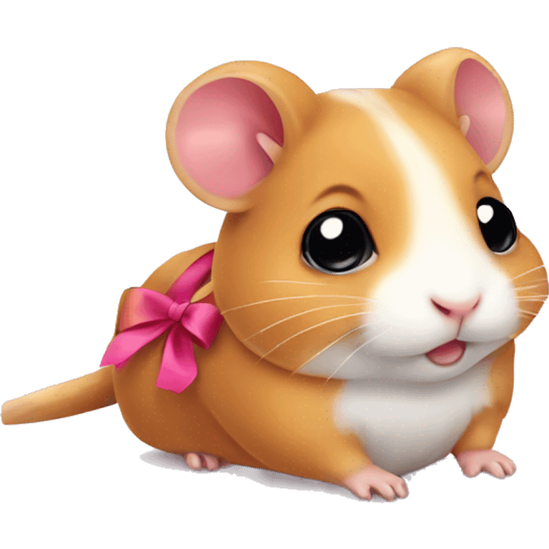 A cute hamster with a bow emoji