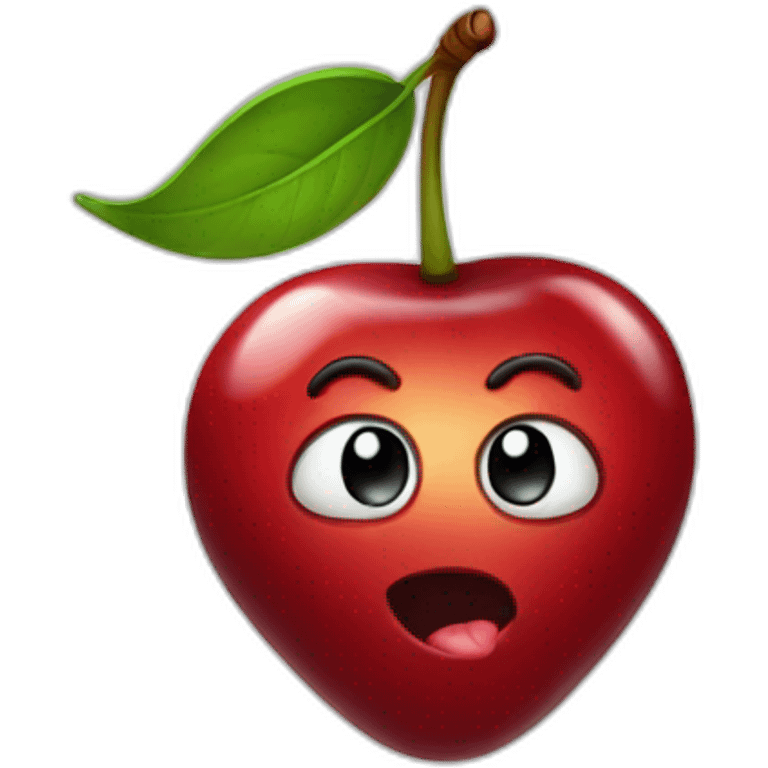 cherry with funny face emoji