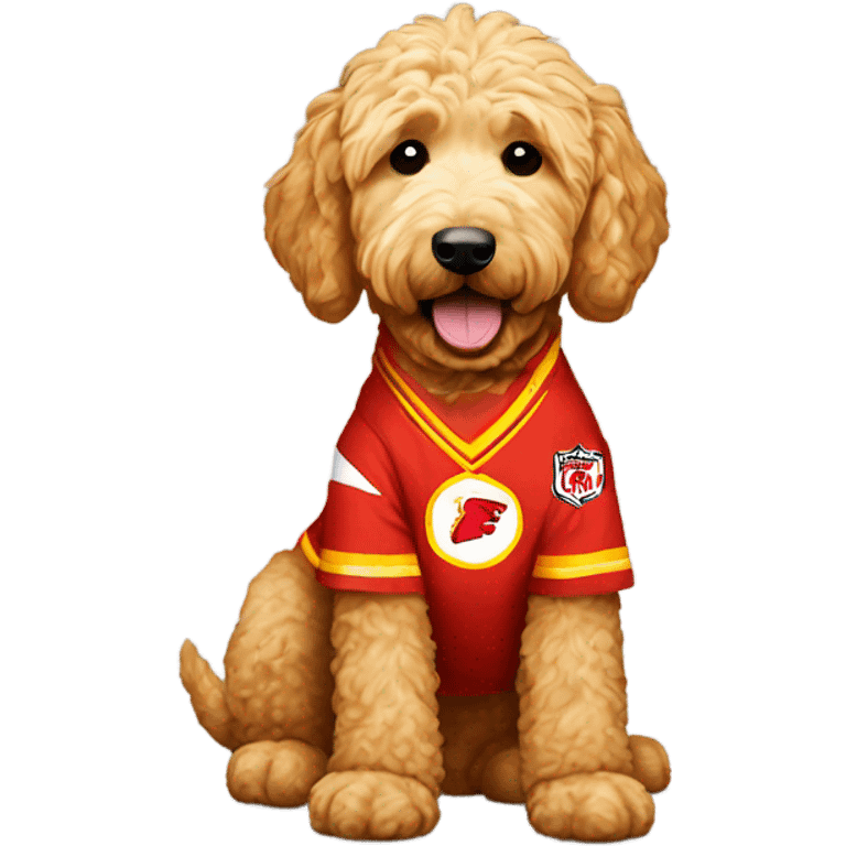 Golden doodle wear chiefs shirt emoji