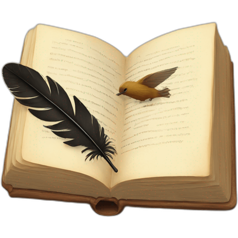 an open book and a bird's feather above it emoji