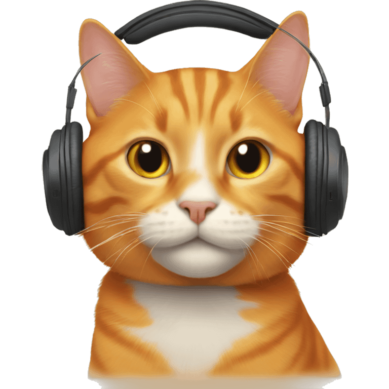 orange cat wearing headphones emoji