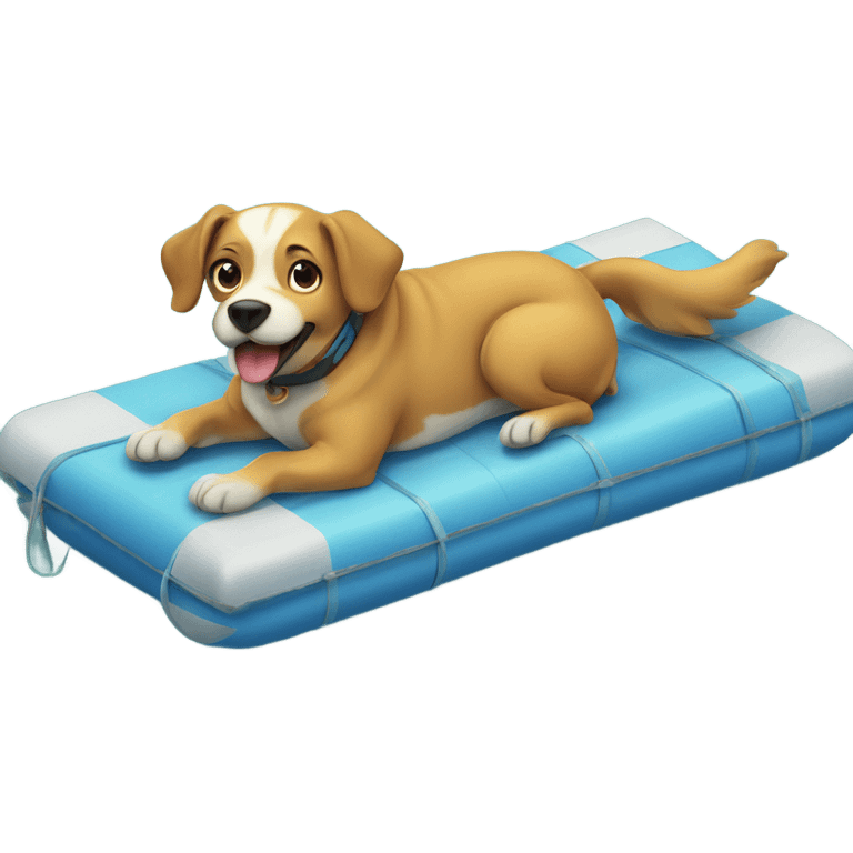 Dog on a raft in the ocean  emoji