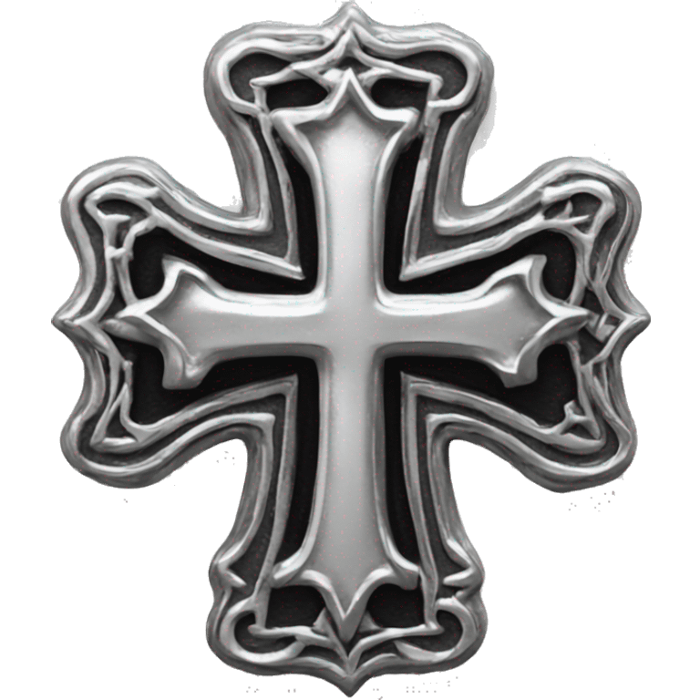 Chrome silver cross detailed gothic emoji